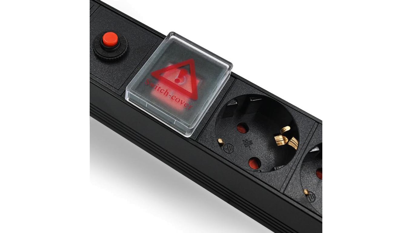 Qoltec Listwa zasilająca antyprzepięciowa CB do szafy RACK 19 1U 16A PDU 6xSCHUKO 2m