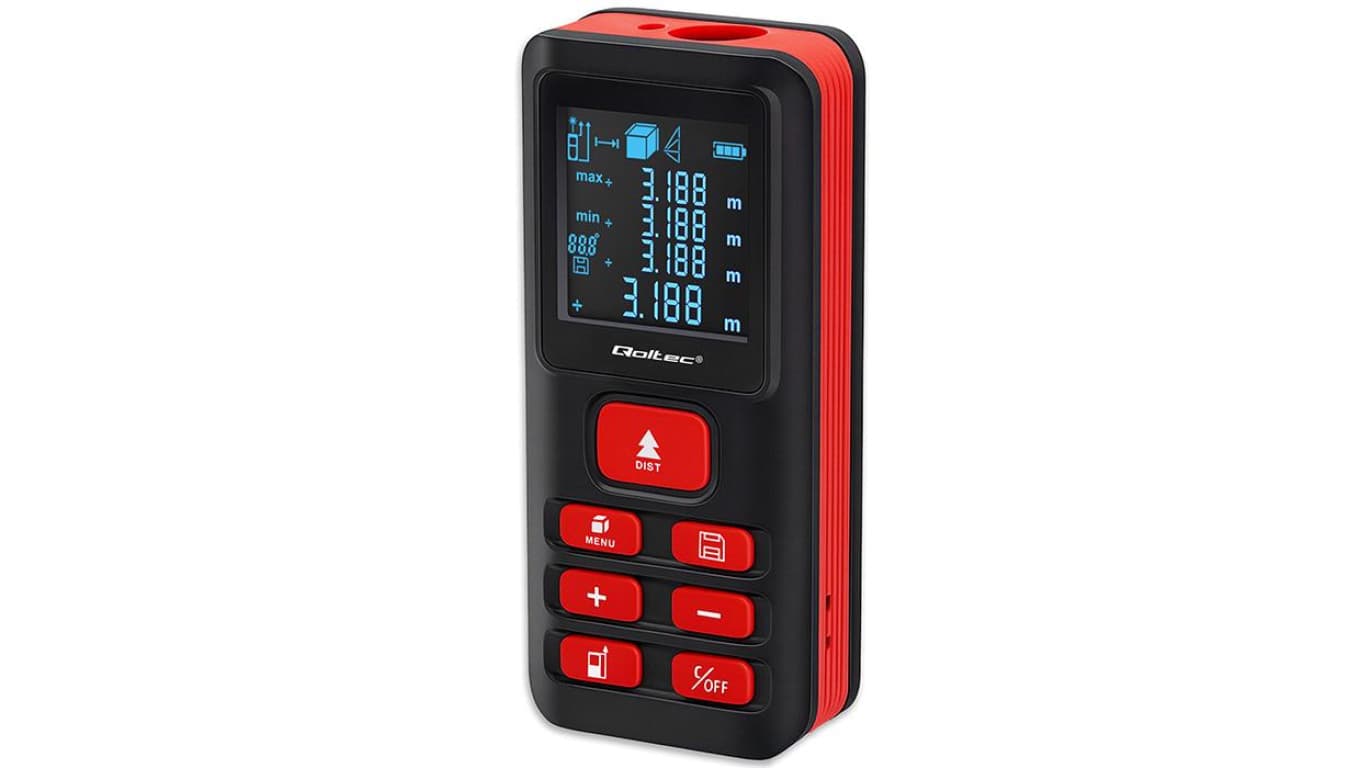Qoltec Precyzyjny cyfrowy dalmierz laserowy z elektroniczną poziomicą podświetlany LCD 50m