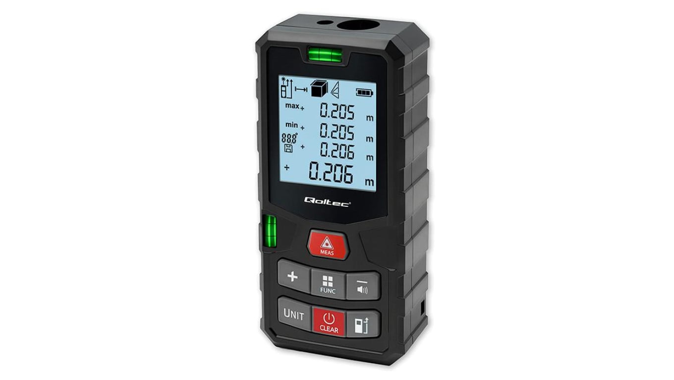 Qoltec Precyzyjny cyfrowy dalmierz laserowy z poziomicą podświetlany LCD 50m