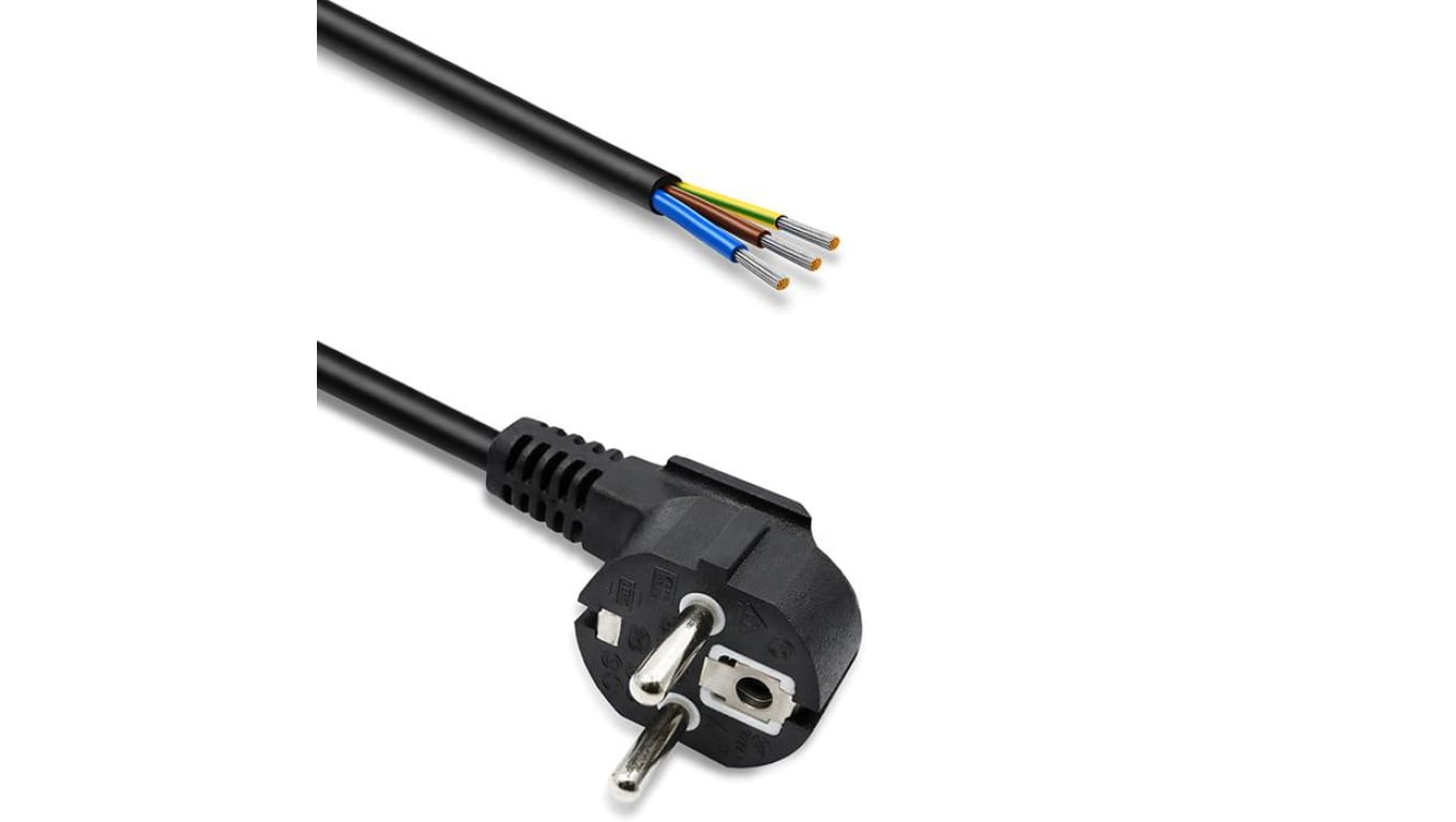 Qoltec Przewód zasilający wtyczka kątowa SCHUKO CEE 7/7 miedź Cu odizolowany lutowany 3x0.75 mm² 1.5m