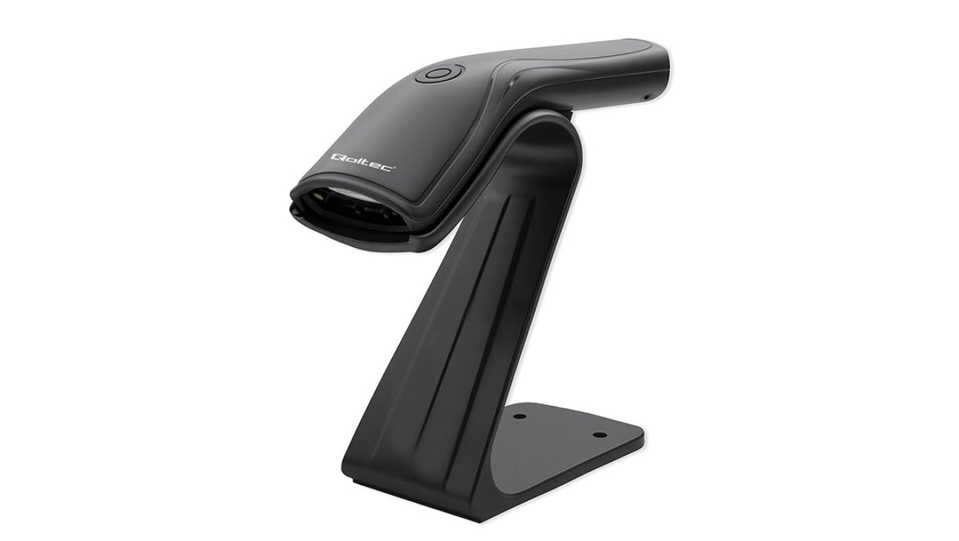 Qoltec Skaner czytnik kodów kreskowych + stojak na skaner 1D USB