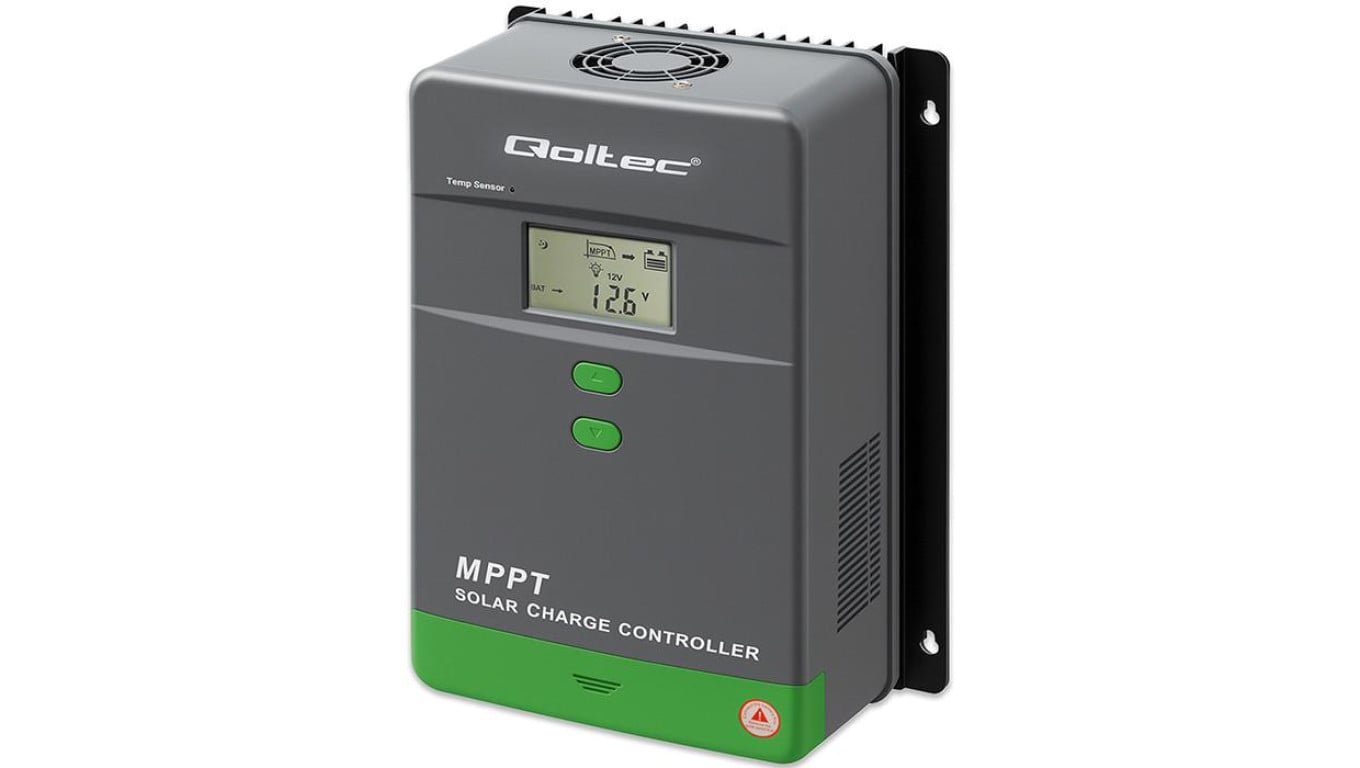 Qoltec Solarny regulator ładowania MPPT z czujnikiem temperatury 50A 12V / 24V LCD Bluetooth APP GEL LiFePO4