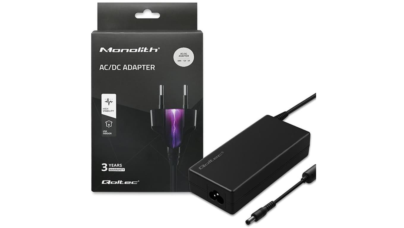 Qoltec Zasilacz desktopowy 60W 12V 5A 5.5*2.5 +kabel zasilający