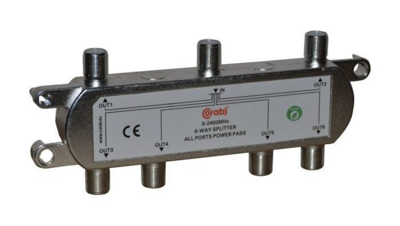 ROZGAŁĘŹNIK-SPLITER 5-2400 Mhz CORAB 6 DROŻNY Z PRZEJŚCIEM NAPIĘCIA