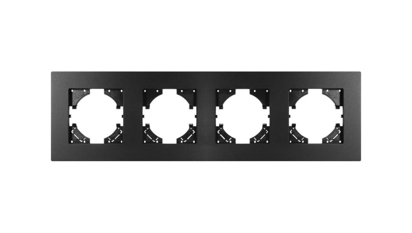 Ramka poczwórna MODERN-Q, czarne aluminium gładkie (linia Alu Pure)