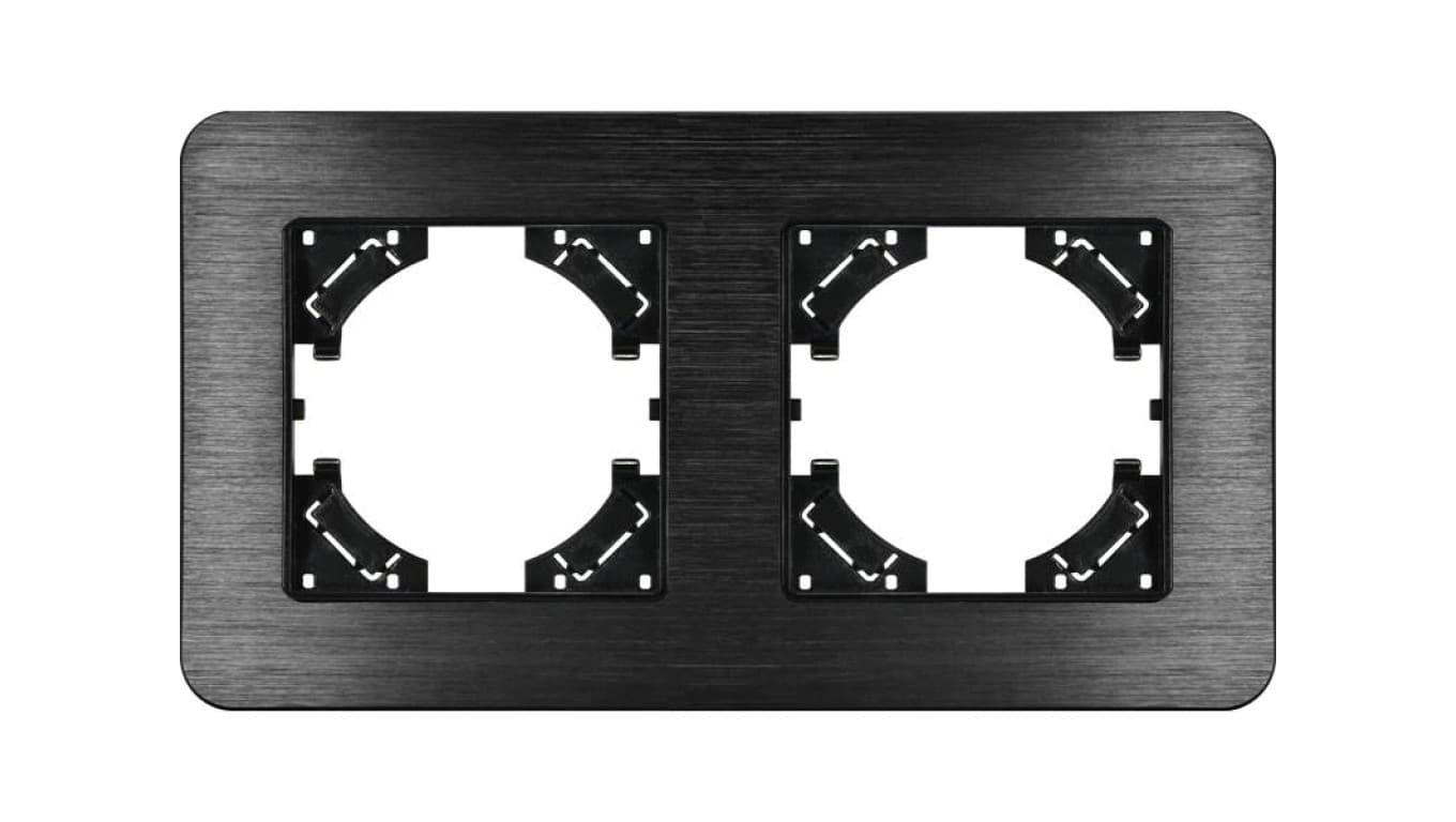 Ramka podwójna MODERN-Q, czarne aluminium szczotkowane (linia Alu Touch)