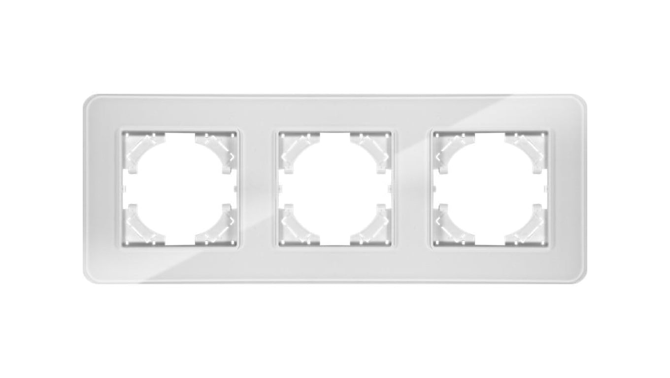 Ramka potrójna MODERN-Q, białe szkło (linia Crystal)