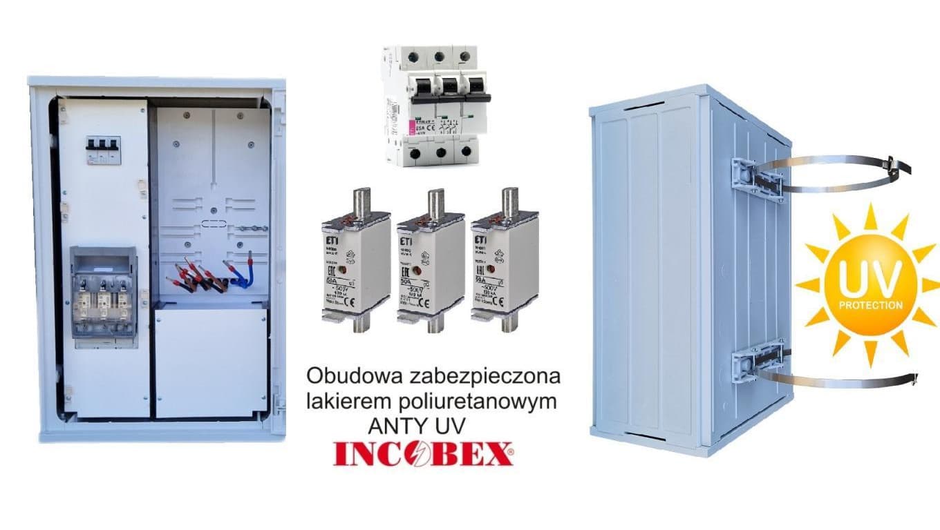 Rozdzielnica licznikowa TAURON NA SŁUP ZP40x60-1P3F-0_LZ-RB_OM-S LAKIER UV INCOBEX