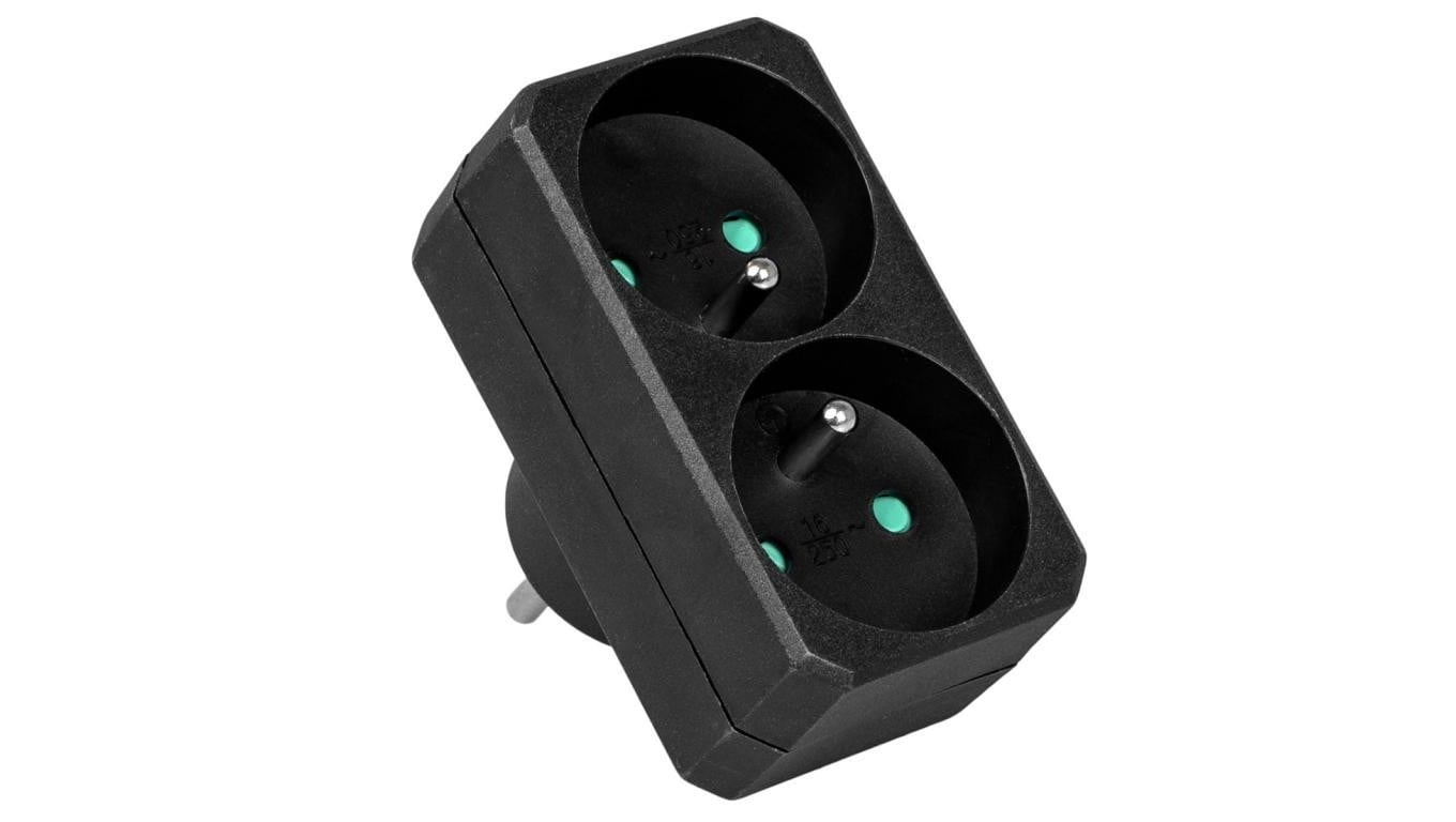 Rozgałęźnik sieciowy 2x 2P+0 3500W 230V czarny VA0131B VAYOX