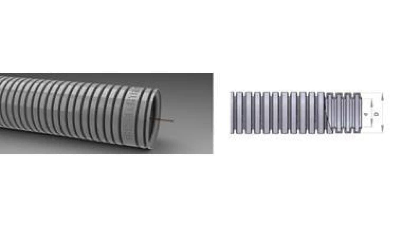 Rura karbowana RKGL 16-25 szara peszel PVC-U fi 16/11 z pilotem 320 N / 25m/