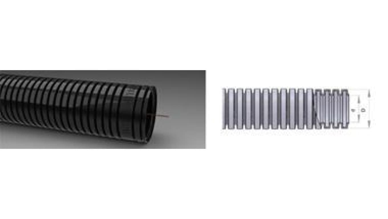 Rura karbowana (peszel) AKS RKGS 25-50 czarna PVC-U fi25/19 z pilotem 750N 444050 /50m/