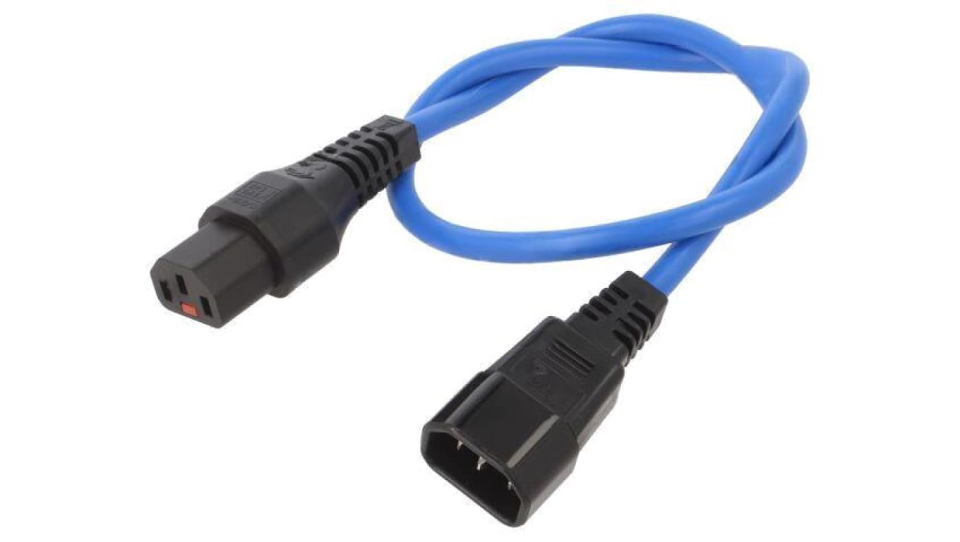 Kabel IEC C13 żeński, IEC C14 męski 0,5m z blokadą IEC LOCK IL13-C14-H05-3100-050-B