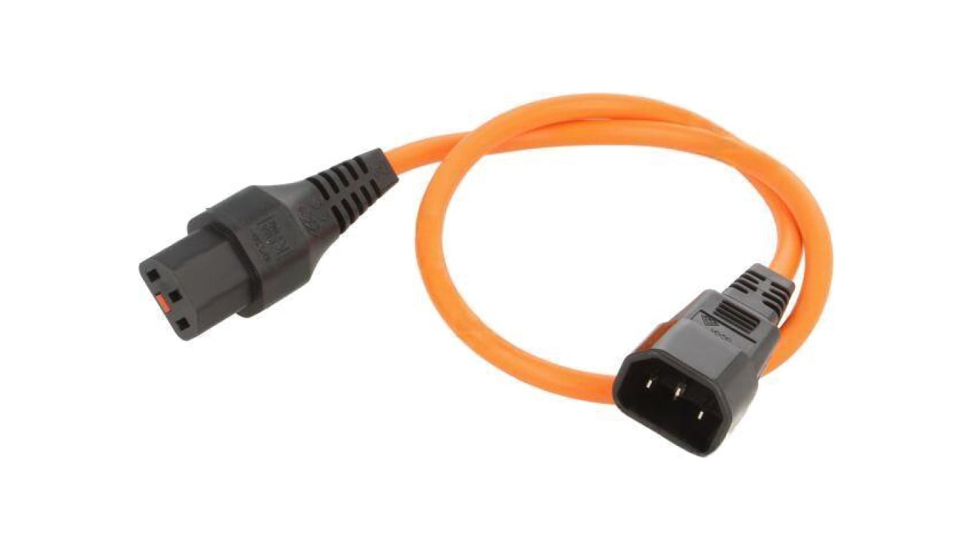 Kabel IEC C13 żeński, IEC C14 męski 0,5m z blokadą IEC LOCK IL13-C14-H05-3100-050-O