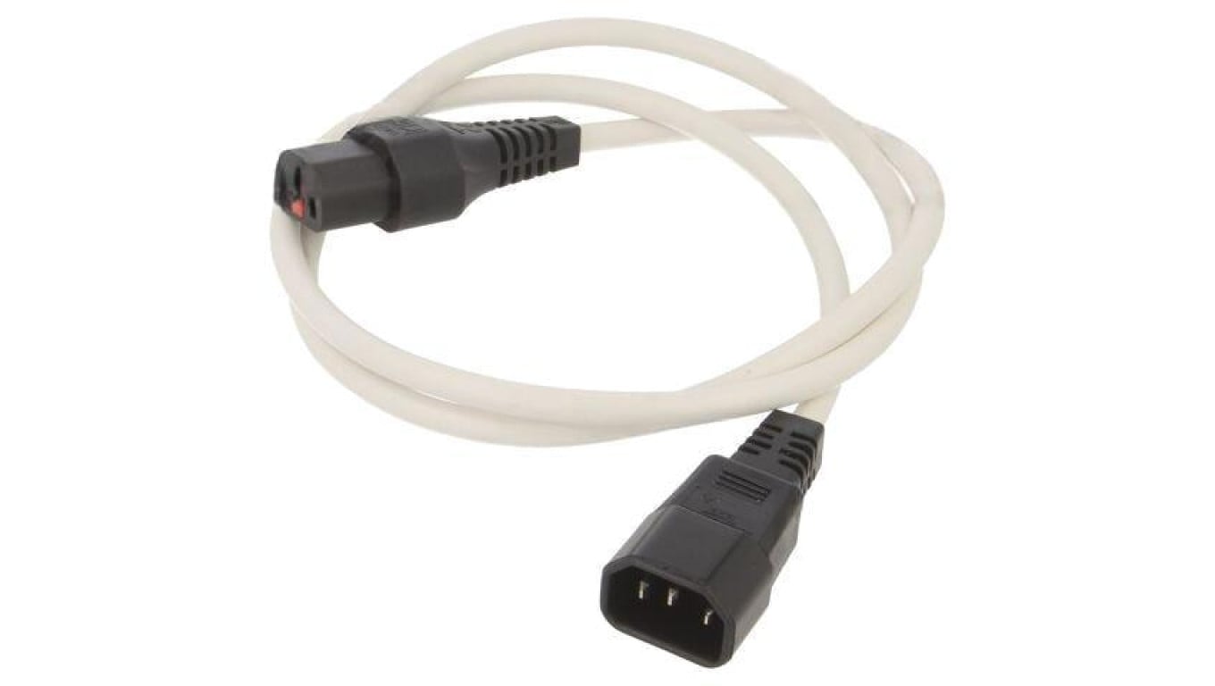 Kabel IEC C13 żeński, IEC C14 męski 1m z blokadą IEC LOCK IL13-C14-H05-3100-100-W