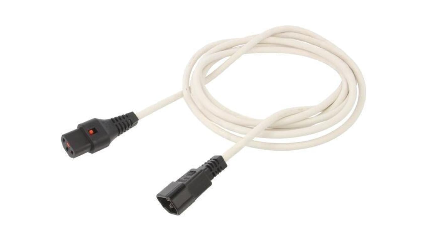 Kabel IEC C13 żeński, IEC C14 męski 3m z blokadą IEC LOCK IL13-C14-H05-3100-300-W