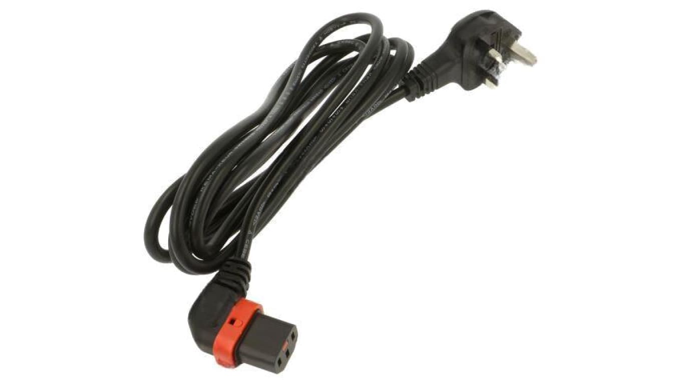 Kabel BS 1363 (G) wtyk, IEC C13 żeński kątowy prawy 3m IL13P-R-UK1-H05-3100-300