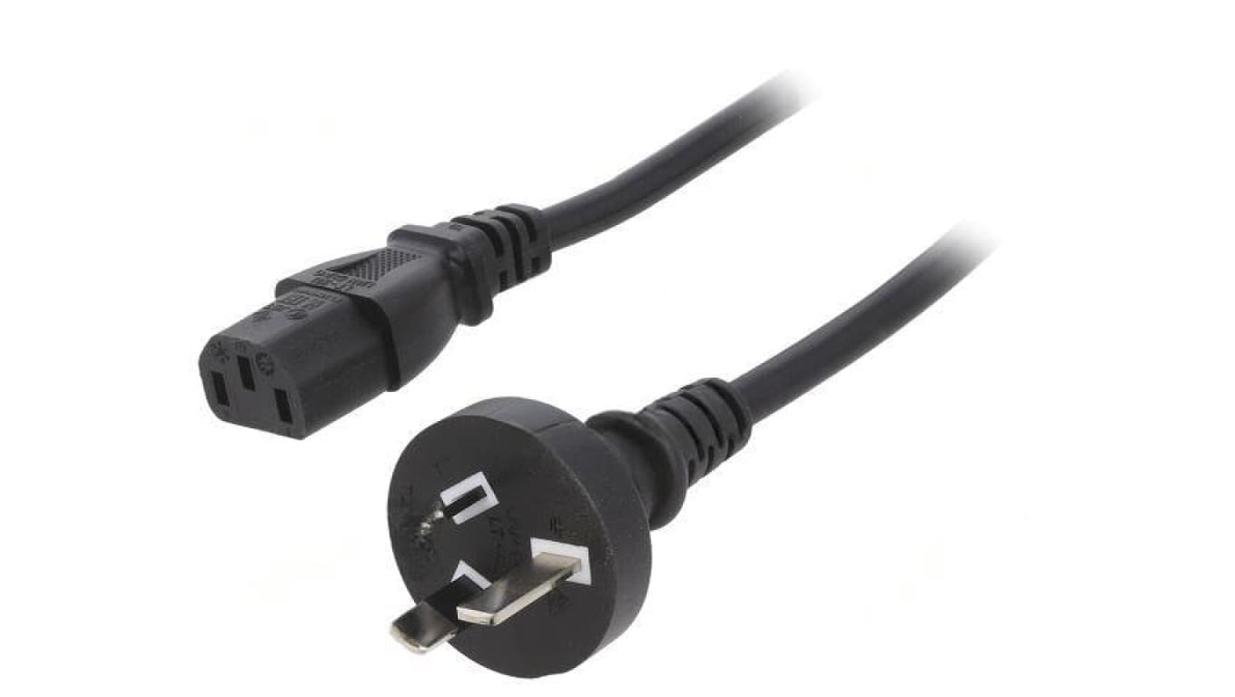 Kabel: 3x1mm2, AS/NZS 3112 (I) wtyk,IEC C13 żeński, 3m, 10A LT-423+501 H05VV-F 3X1.0 BLK 3M
