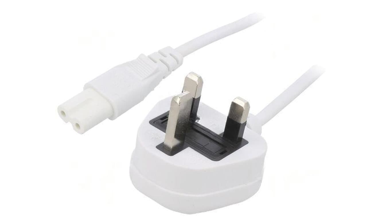 Kabel: 2x0,75mm2, BS 1363 (G) wtyk,IEC C7 żeński, 3m LT-318(3A)+503 2X0.75 WHT 3M
