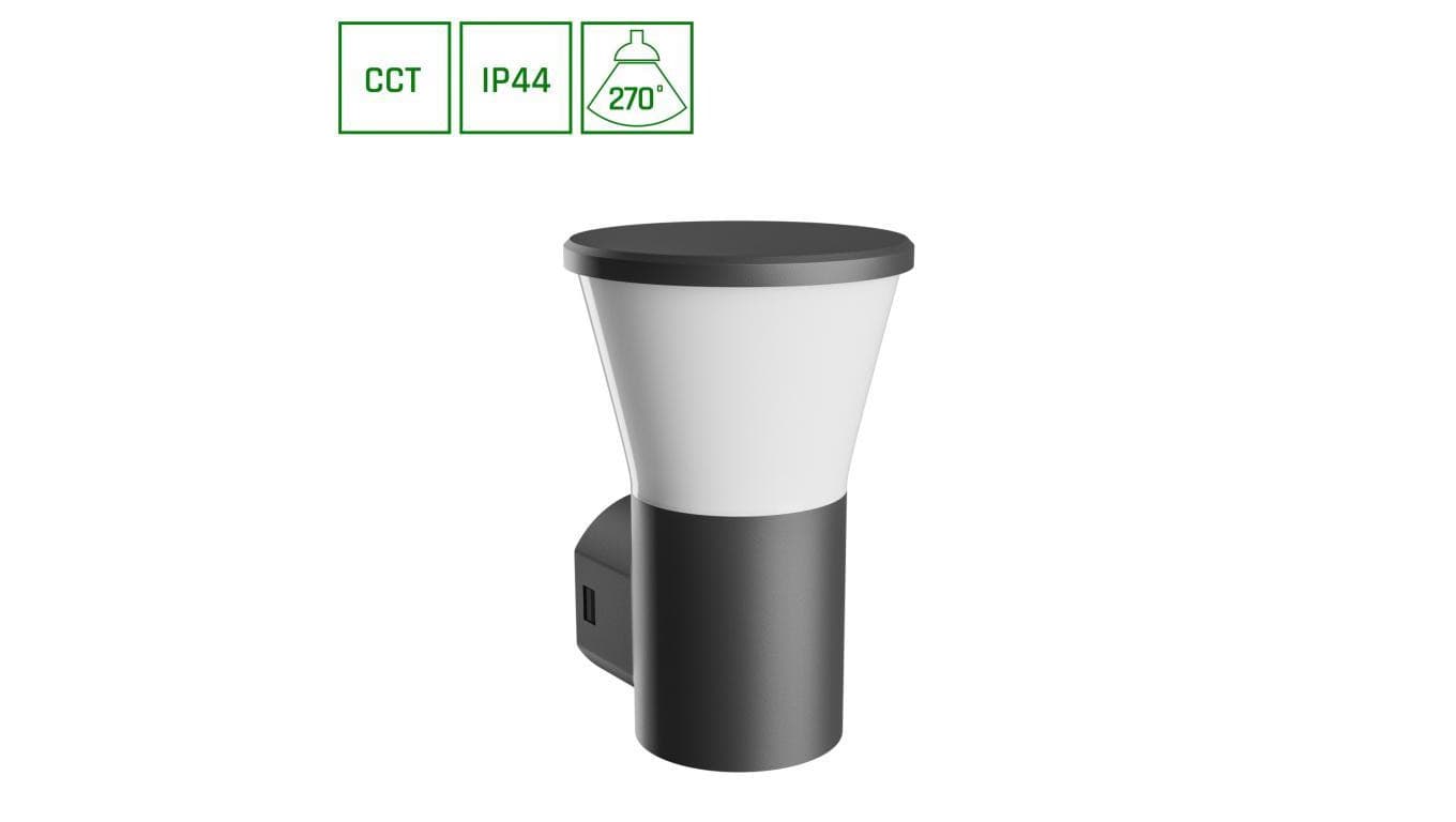 Oprawa elewacyjna STELLA ROUND WALL GU10 6W 450lm CCT IP44 IK08 czarny
