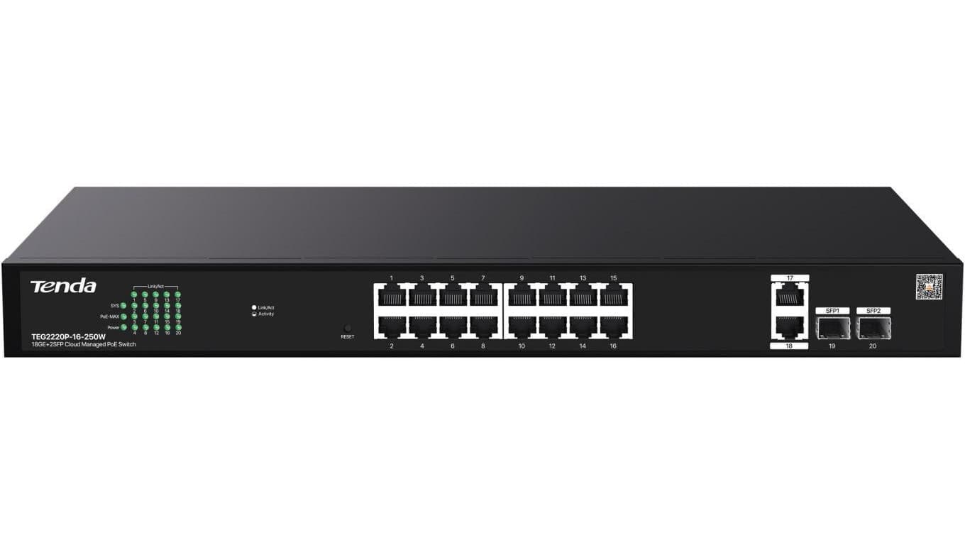 SWITCH POE TENDA TEG2220P-16-250W
