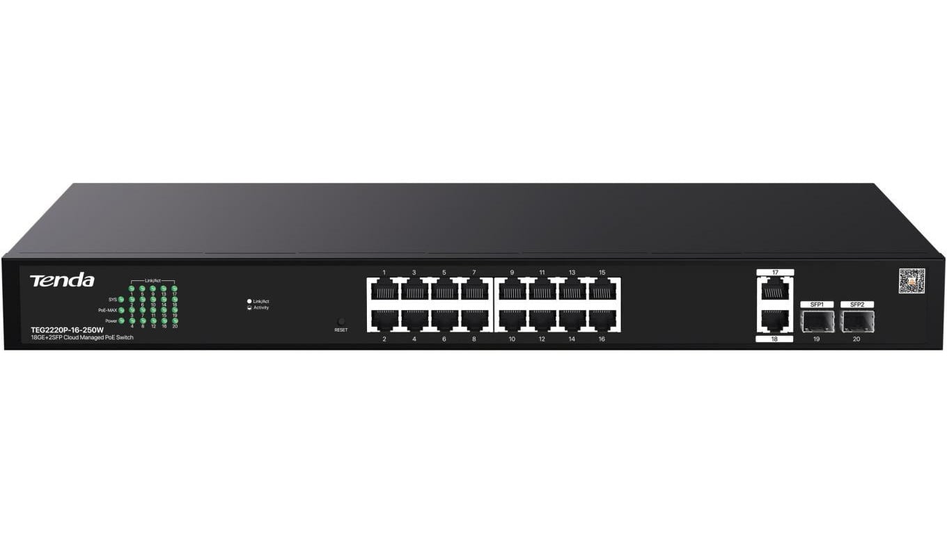 SWITCH POE TENDA TEG2220P-16-250W