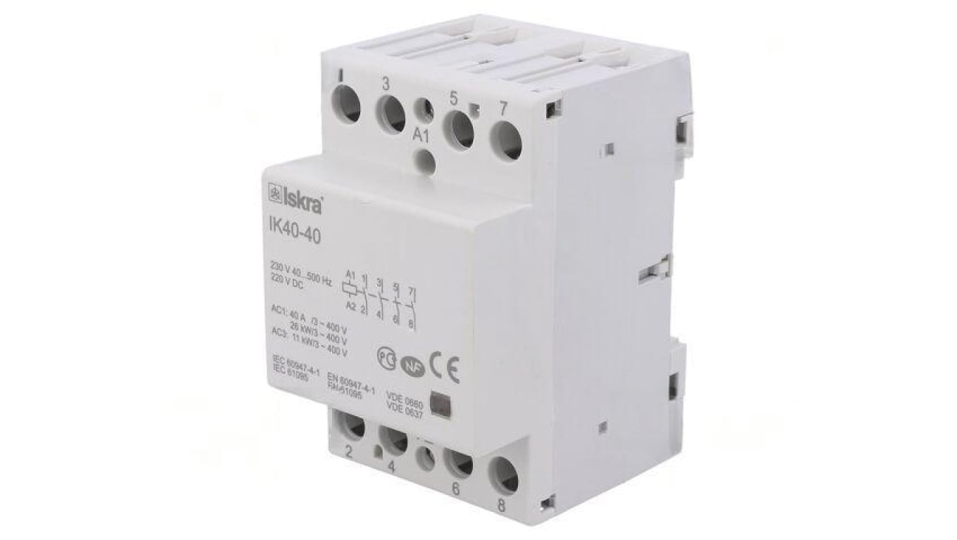 Stycznik 4-biegunowy instalacyjny 40A 230VAC,220VDC NO x4 30.045.010