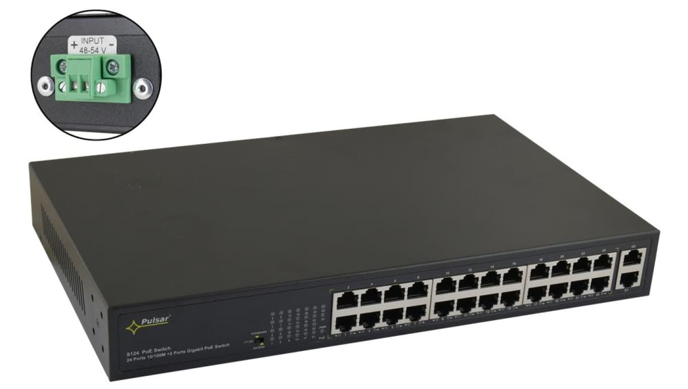 Switch PoE 24-portowy S124WP bez zasilacza do 24 kamer IP