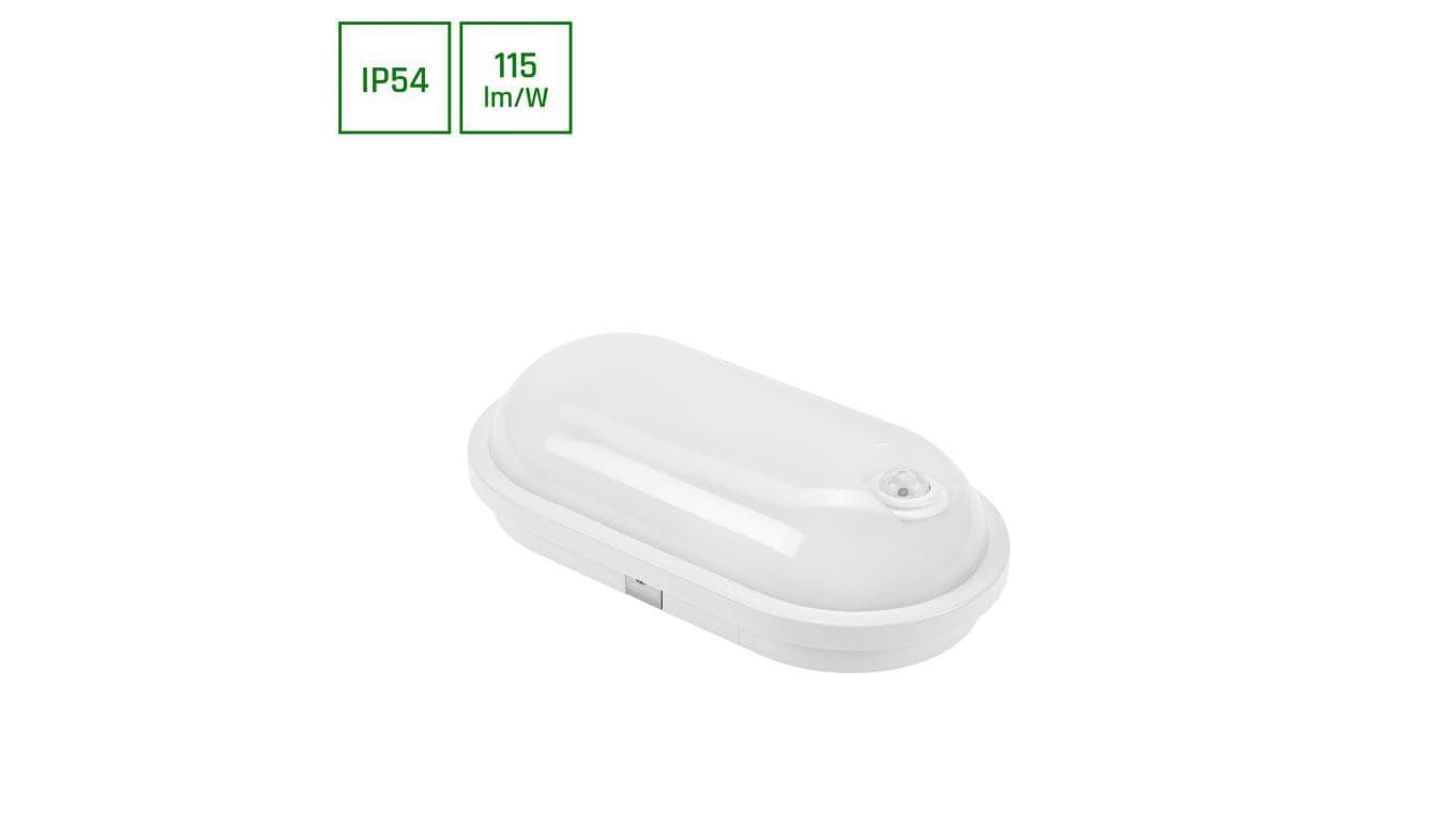 Oprawa kanałowa z czujnikiem PIR TECHNIC 20W 2100lm 4000K IP54 IK07 270x145x70mm biały
