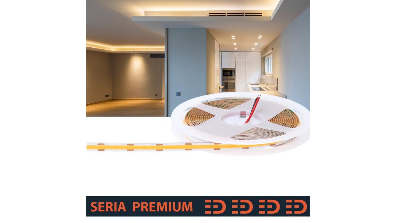 Taśma LED 12V COB 320led biała ciepła 3000K 720lm Ra90 Rolka 5m
