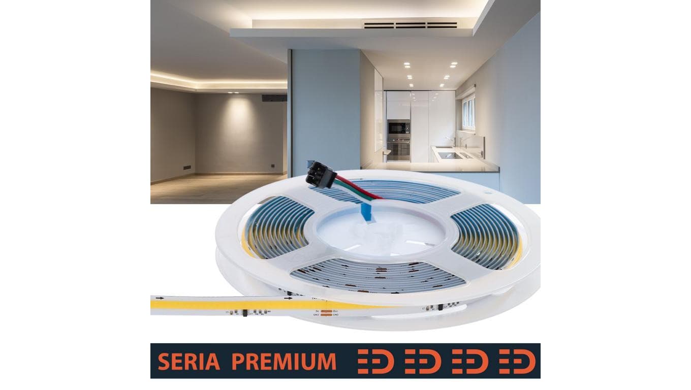 Taśma LED Premium Digital CRI90 Programowalna Neutralna biała 4000K 24V 360 LED/m 800lm/m COB IC2811 Rolka 5m 3 lata gwarancji