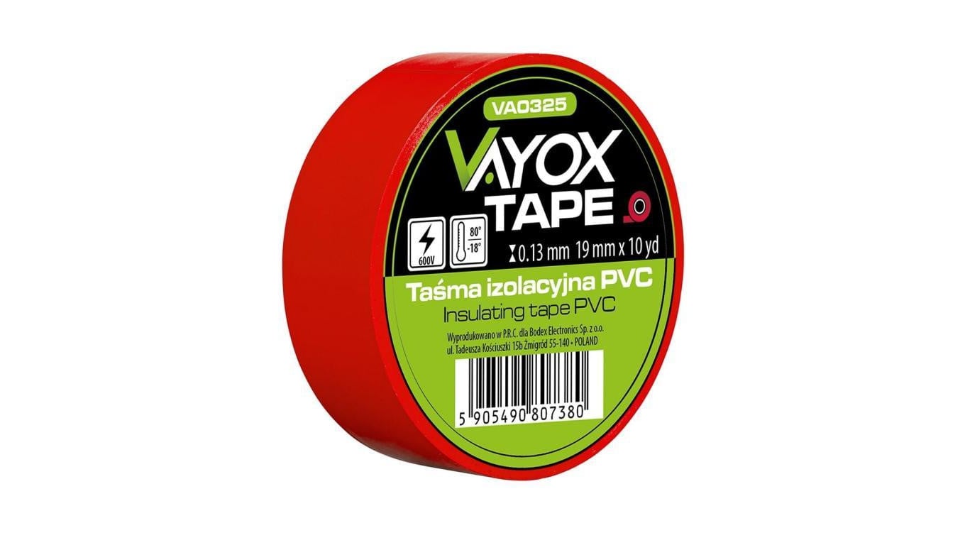 Taśma izolacyjna PVC 19mm x 10yd czerwona VA0325 Vayox