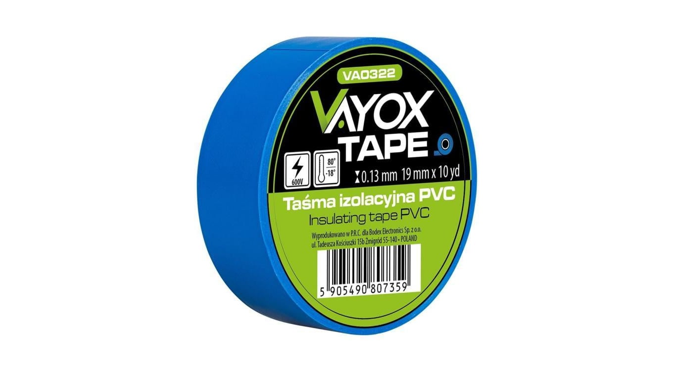 Taśma izolacyjna PVC 19mm x 10yd niebieska VA0322 Vayox