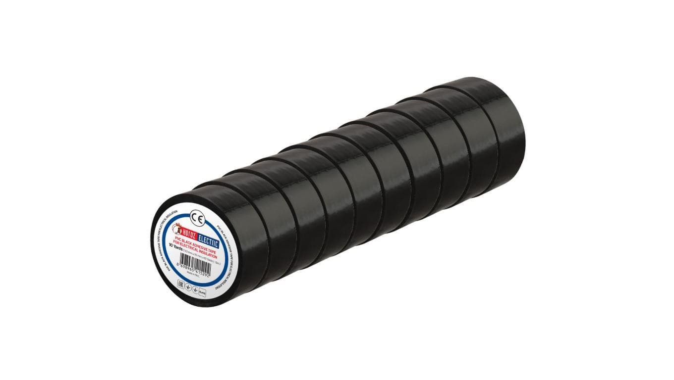 Taśma izolacyjna elektroizolacyjna PVC 19mmx9m czarna 10 szt HOROZ
