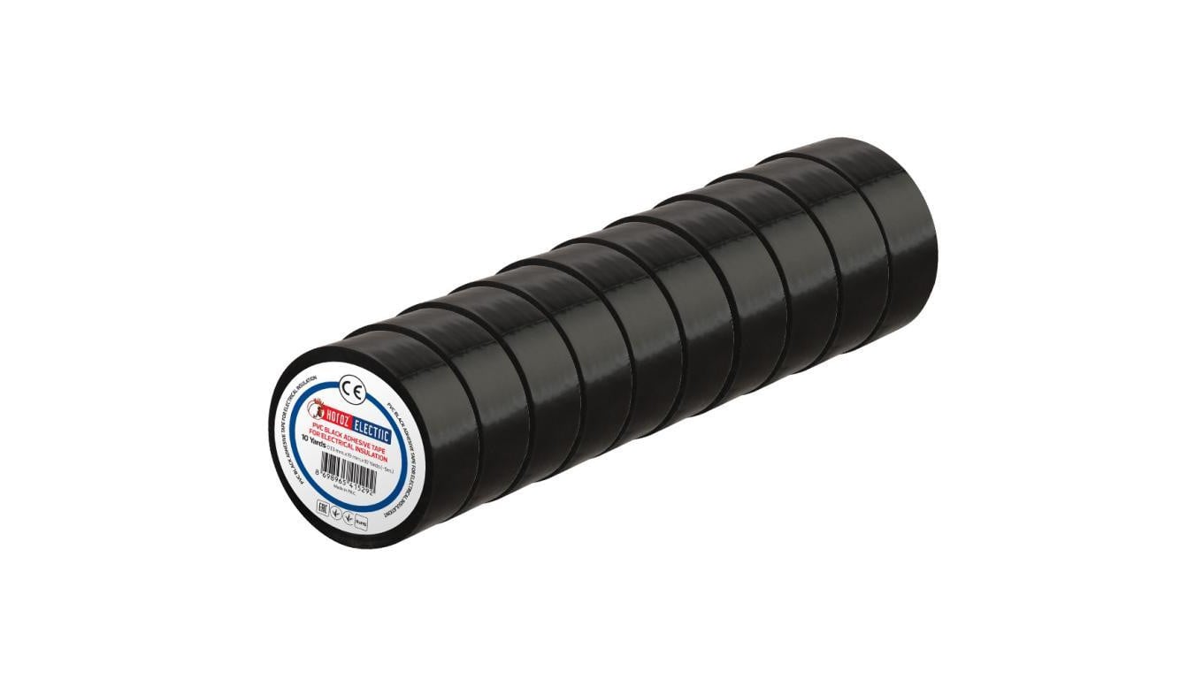 Taśma izolacyjna elektroizolacyjna PVC 19mmx9m czarna 10 szt HOROZ