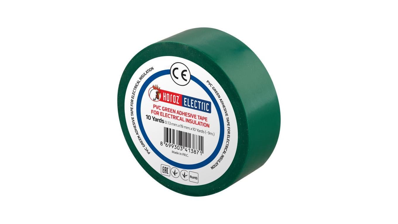 Taśma izolacyjna elektroizolacyjna PVC 19mmx9m zielona HOROZ 10szt.