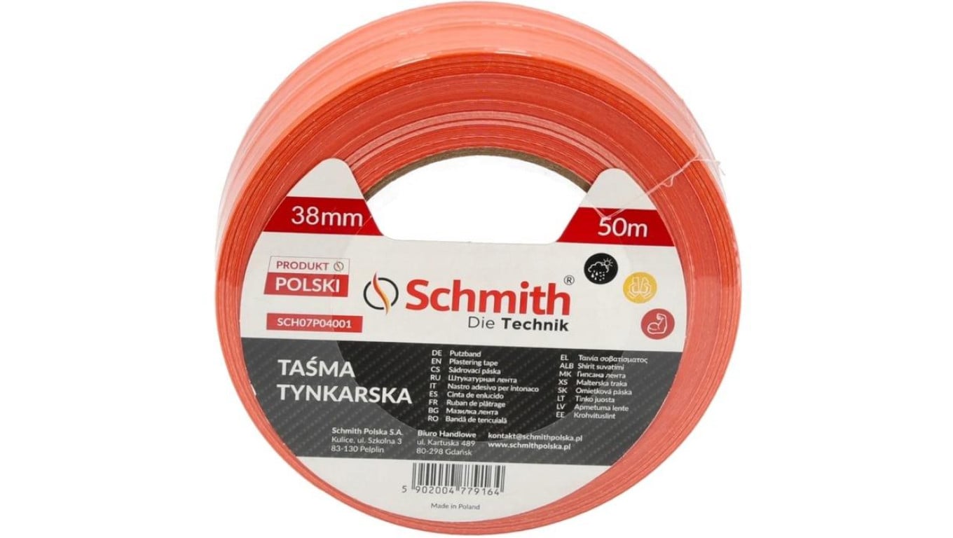 Taśma tynkarska elewacyjna budowlana pomarańczowa 38mm x 50m Schmith