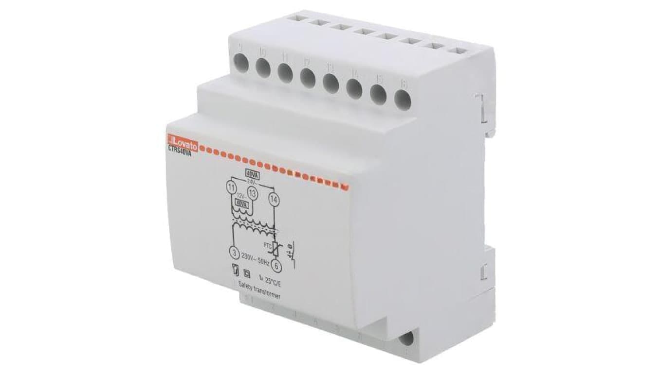 Transformator sieciowy, 40VA, 230VAC, 12V, 24V, na szynę DIN CTRS40VA