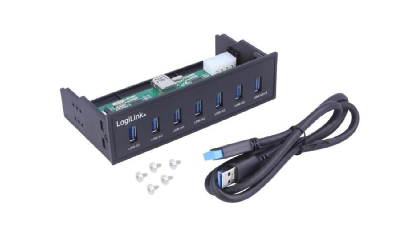 Hub USB, USB A gniazdo x7, USB 3.0, rozmiar dla wnęki 5.25 UA0342