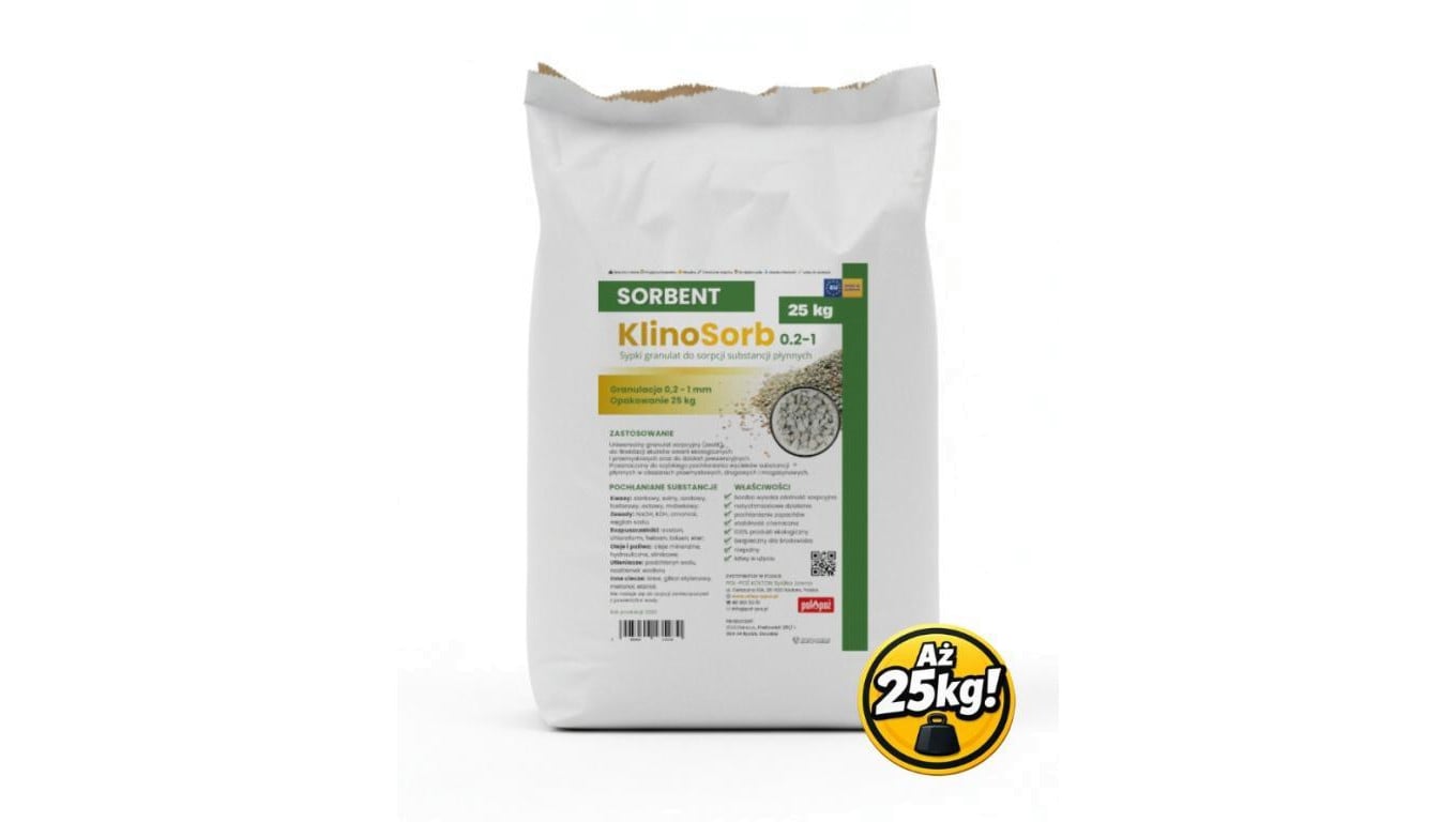 Uniwersalny mineralny sorbent KlinoSorb duży worek 25kg 0,2-1 mm