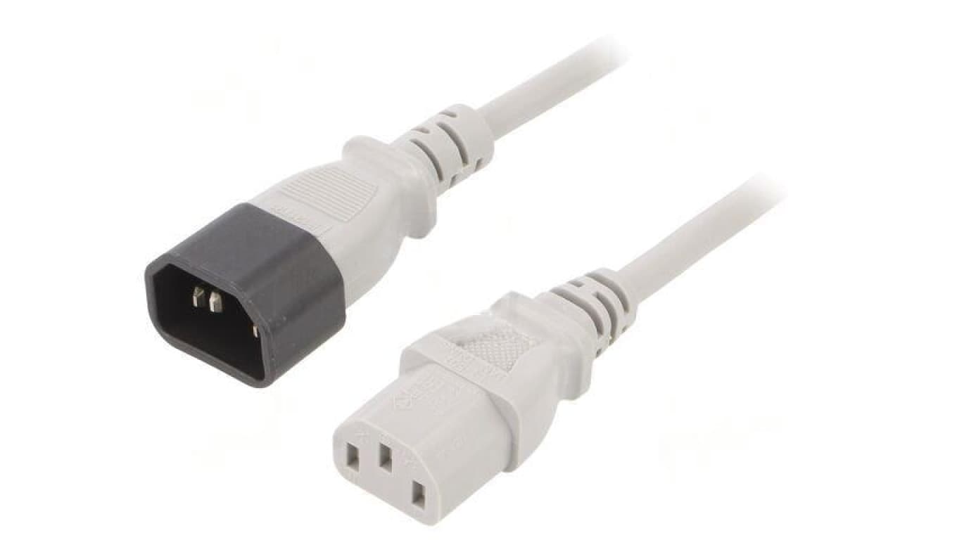 Kabel: 3x0,75mm2, IEC C13 żeński,IEC C14 męski, 1,8m LT-602+501 H05VV-F 0.75/3C GRY 1.8M