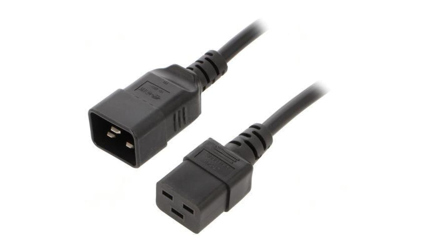 Kabel: 3x1,5mm2, IEC C19 żeński,IEC C20 męski, 1m LT-550+549 H05VV-F 1.5/3C BLK 1M