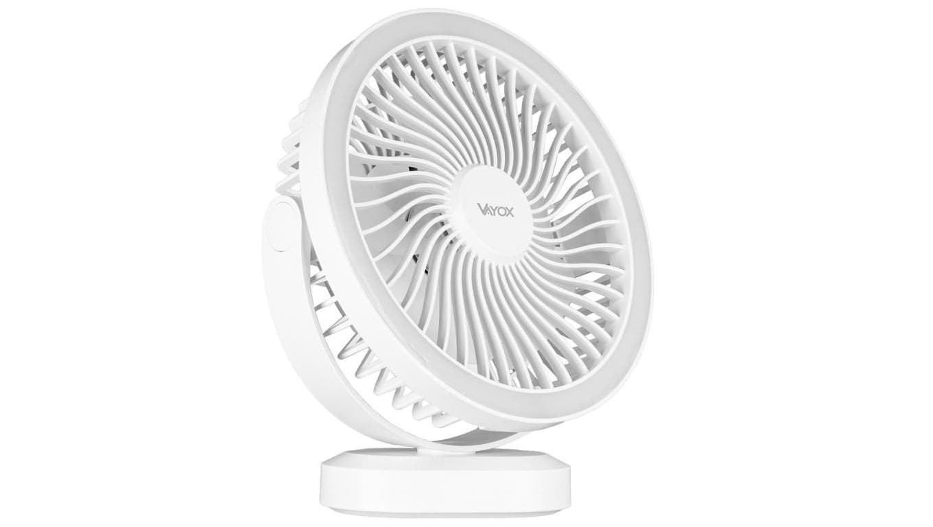 Wentylator biurkowy z akumulatorem i lampką 48xSMD biały VA0338W Vayox