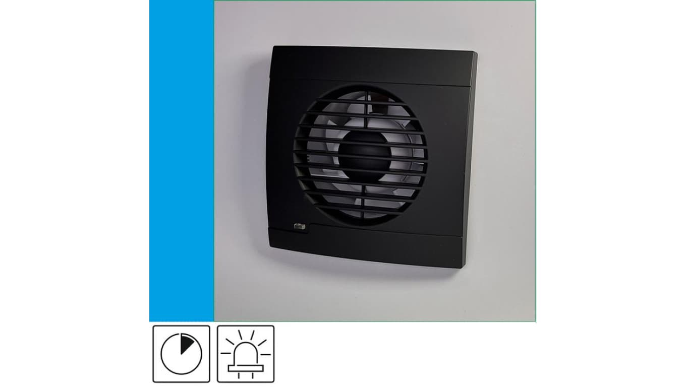 Wentylator domowy Aero RS100T Onyx wyłącznik czasowy, kontrolka LED, fi 100 mm, kolor czarny