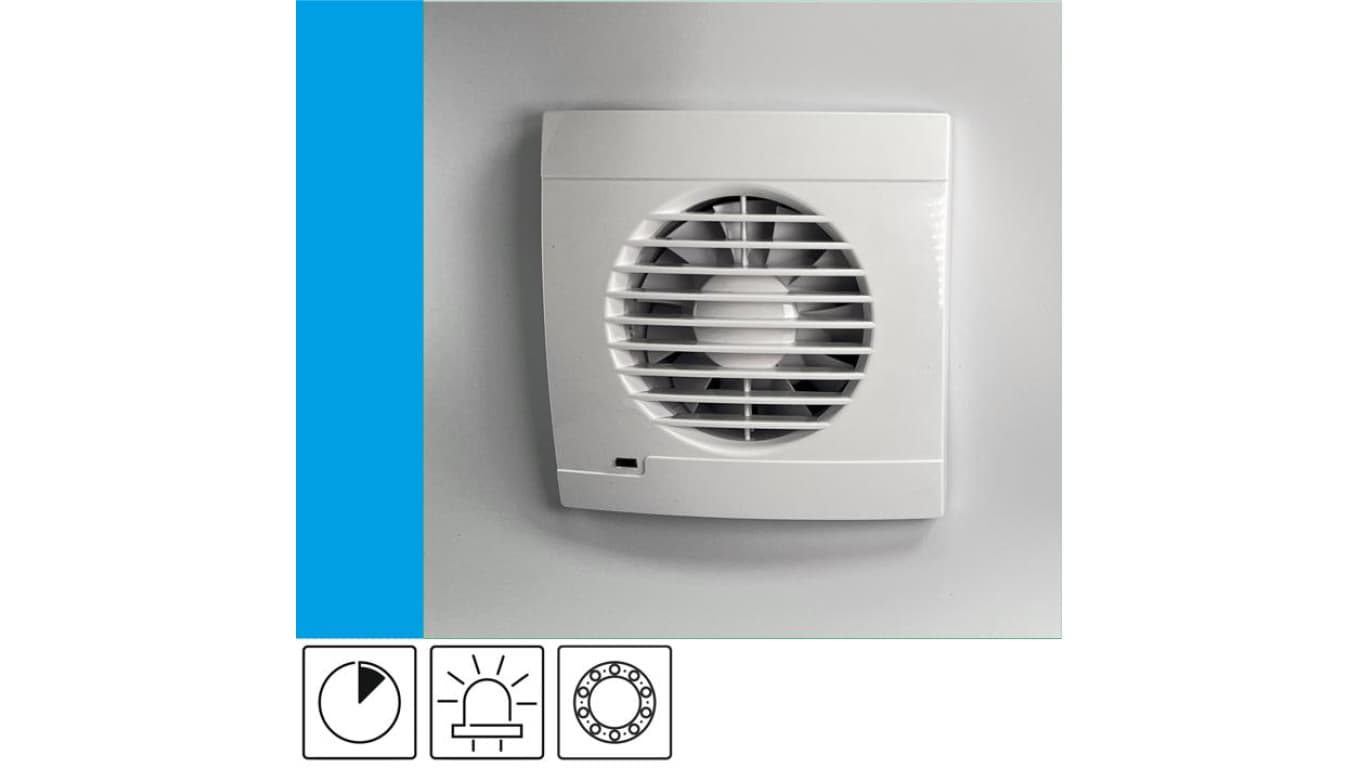Wentylator domowy Vulkan RK100T łożysko kulkowe, wyłącznik czasowy, kontrolka LED, fi 100 mm, kolor biały
