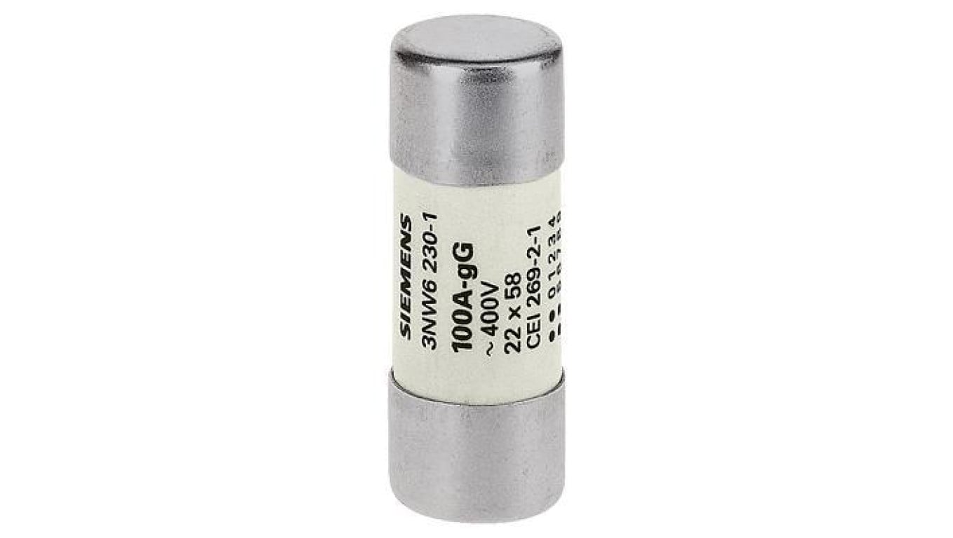 Wkładka bezpiecznikowa cylindryczna gG NFC 22x58mm 500V AC 100A bez wskaźnika 3NW6230-1