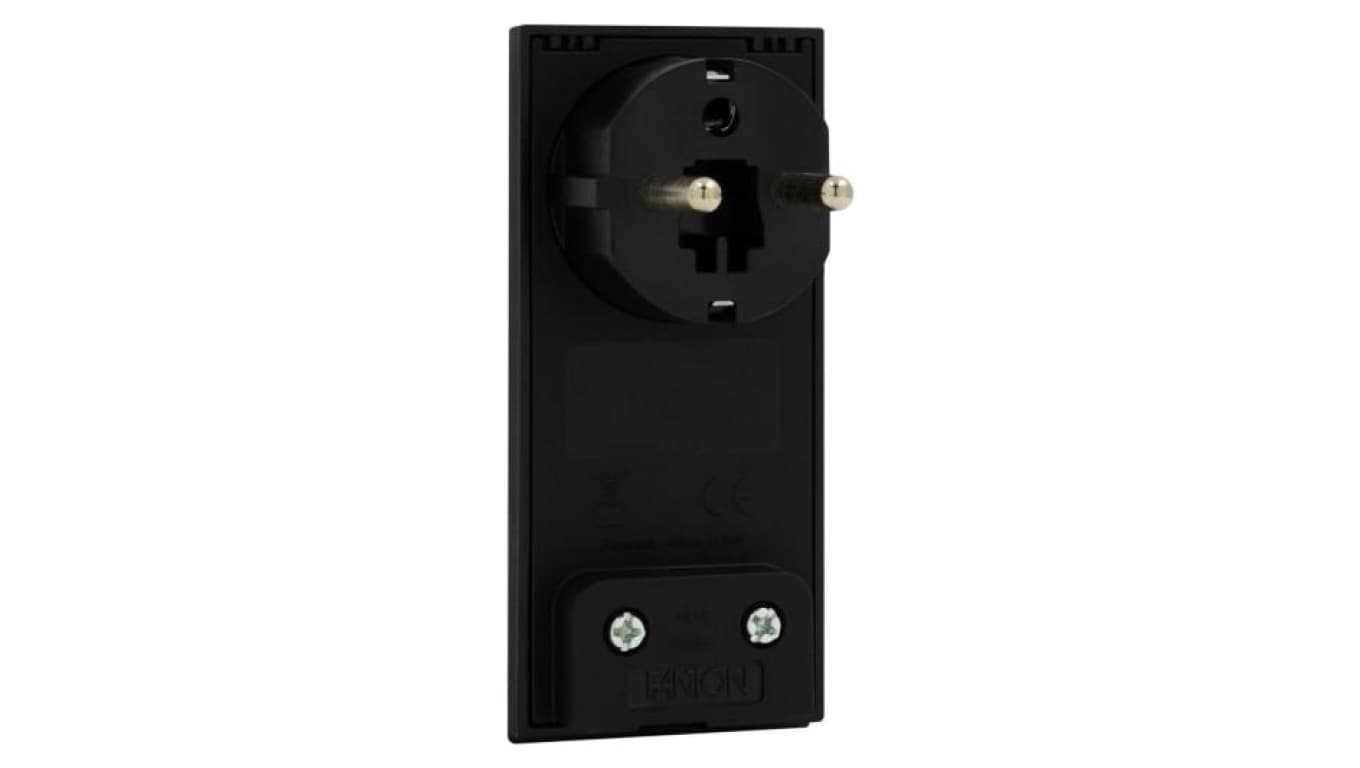 Wtyczka 230V kątowa płaska czarna Uni-schuko CLOCK
