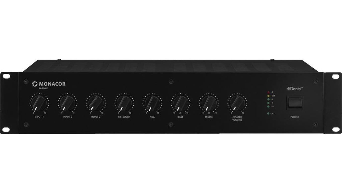 Wzmacniacz miksujący PA mono z modułem Dante 120WRMS PA-900DT Dante