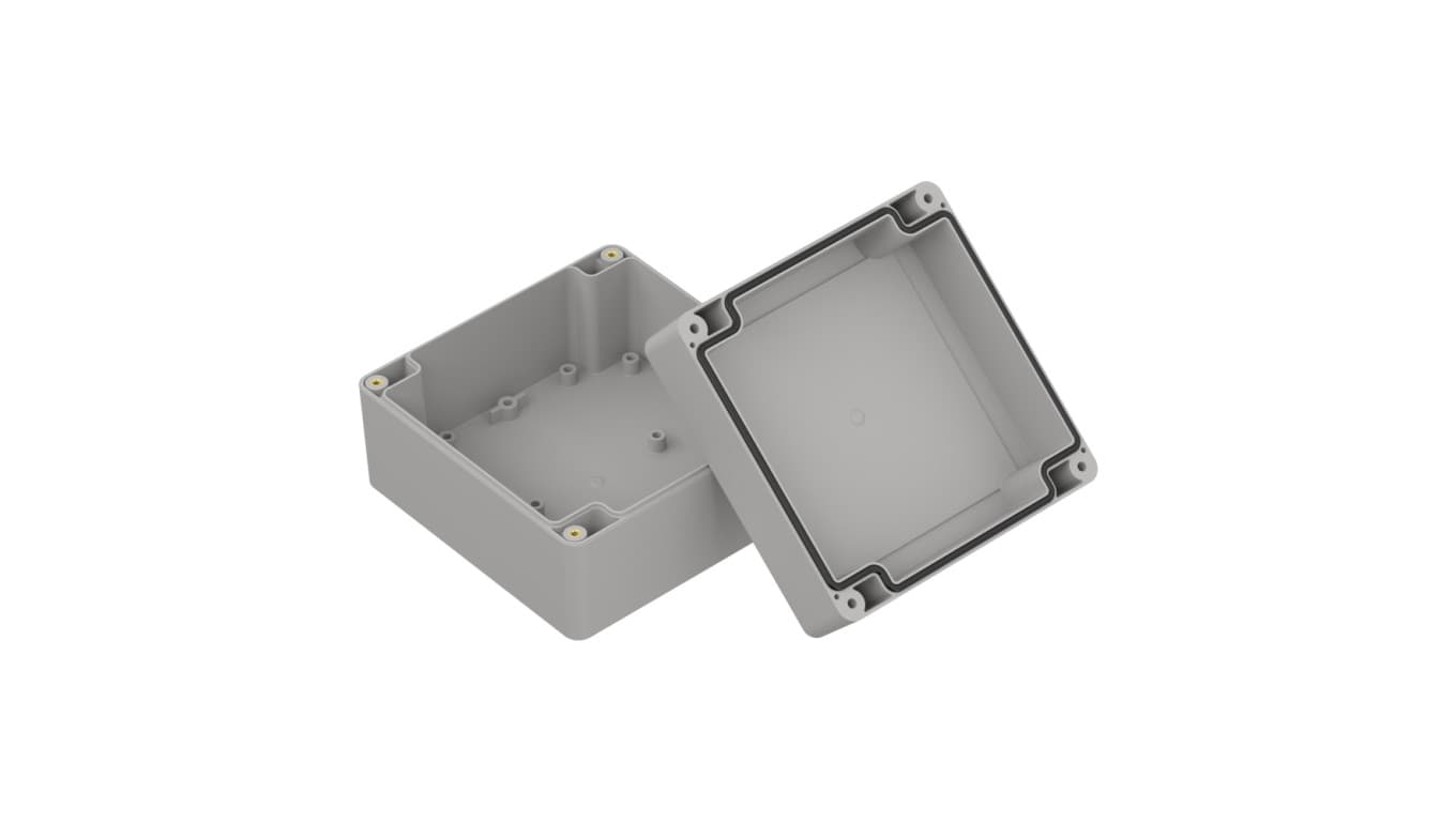 ZP120.120.75SJ-IP67 TM ABS - Obudowa hermetyczna ZP120.120.75 jasna z uszczelką zalewaną i tulejkami mosiężnymi ABS