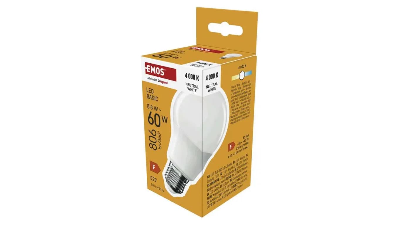 Żarówka LED Basic A60 / E27 / 8,8 W (60 W) / 806 lm / Neutralna biel