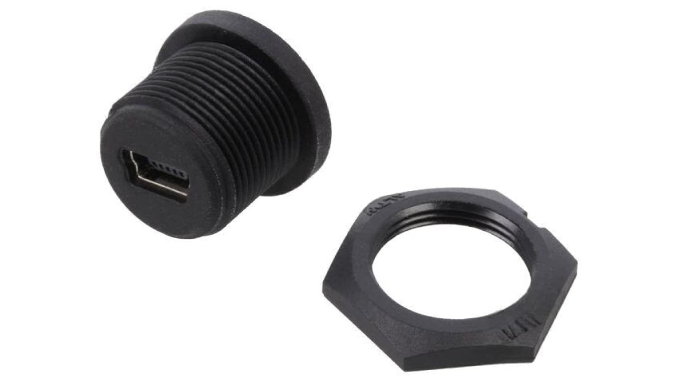 Złącze USB B mini, żeńskie, gniazdo, proste NUB-20PMFP-SC7001